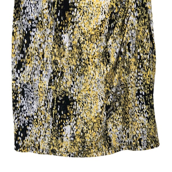 Vintage 90s Yellow and Grey Animalistic Waterfall, Scoop Neck Dress Plus sz 18 - Picture 5 of 8